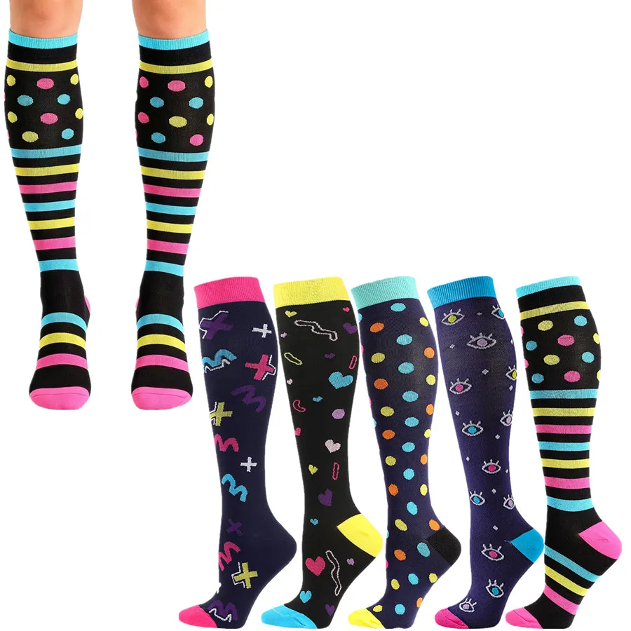 1/5Pairs Men Women Cycling Running Yoga Sport Compression Socks Athletic Football Basketball Rugby Hiking Tennis Skateboard