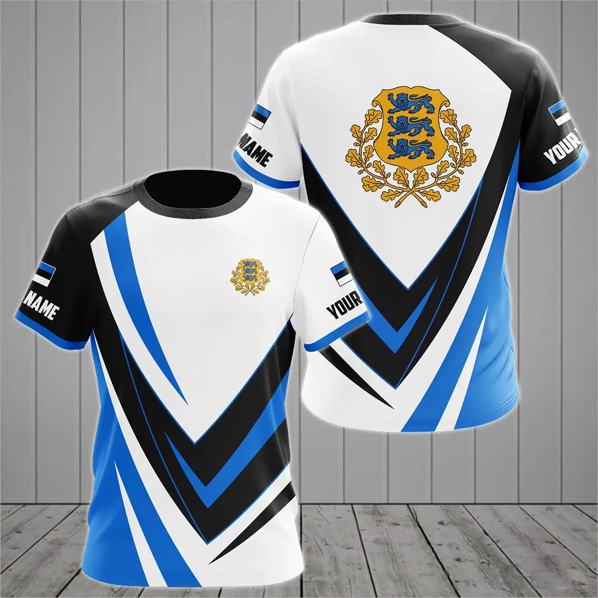 Футболки унисекс с рисунком Эстонии Щит по индивидуальному заказу, летние быстросохнущие трикотажные футболки большого размера для мальчиков и девочек, крутая спортивная одежда