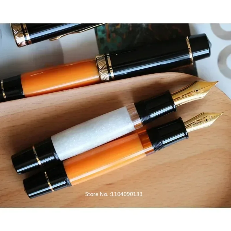 MAJOHN P139 Retro Large Piston Fountain Pen Fine EF/F/M Nib Writing Hard Rubber Tongue All-copper Piston Luxury Elegant Pens