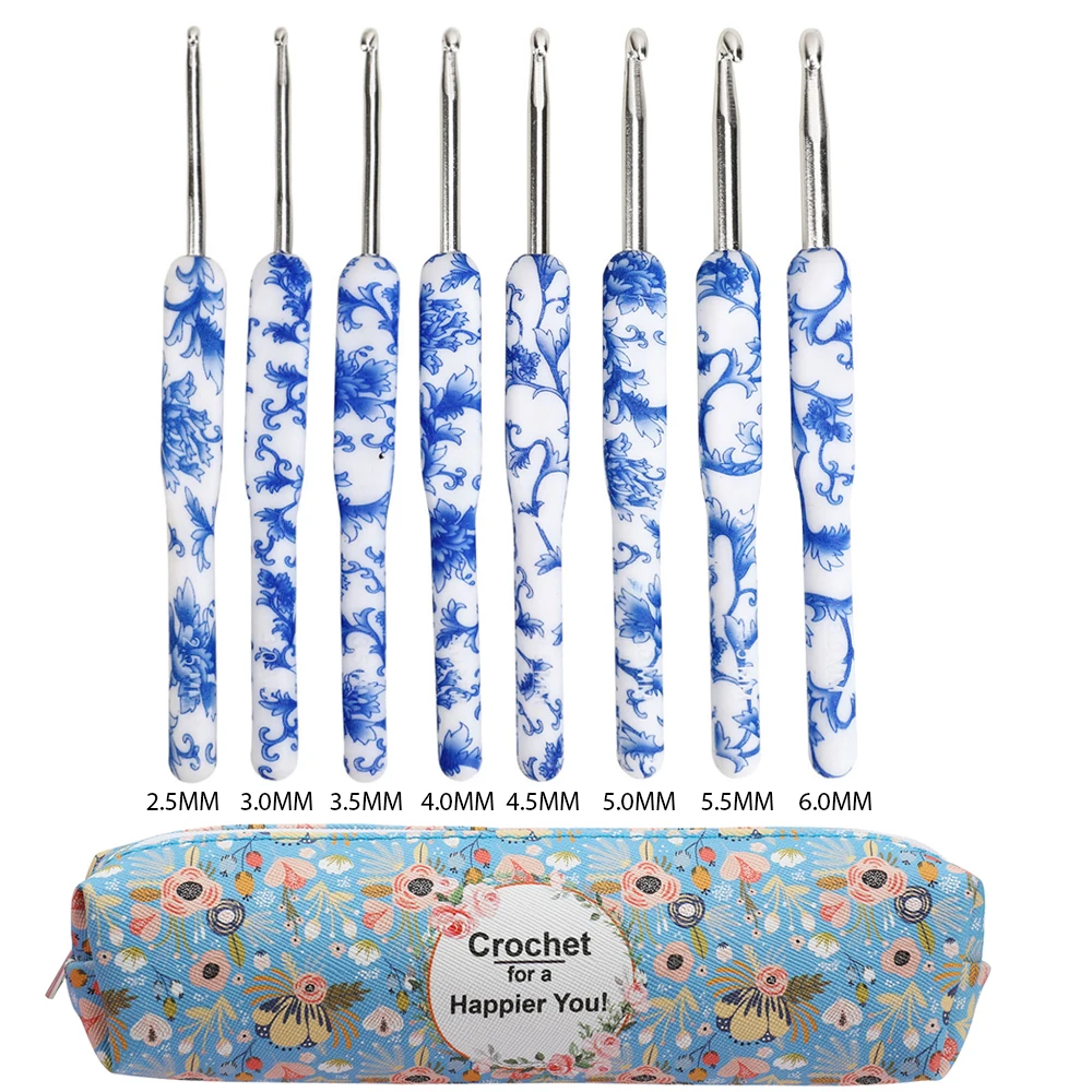 Ceramic Handle Crochet Hooks Set for Knitting