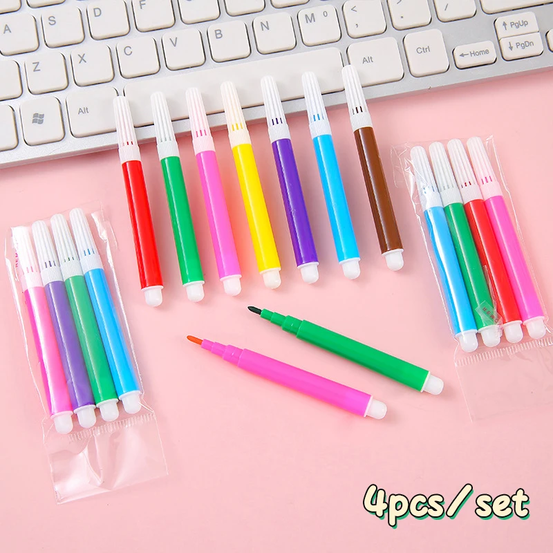Mini bolígrafos de acuarela coloridos para niños, rotuladores para colorear, juguetes de dibujo artístico para niños, herramientas de pintura para estudiantes, suministros escolares, regalos para niños, 4 piezas