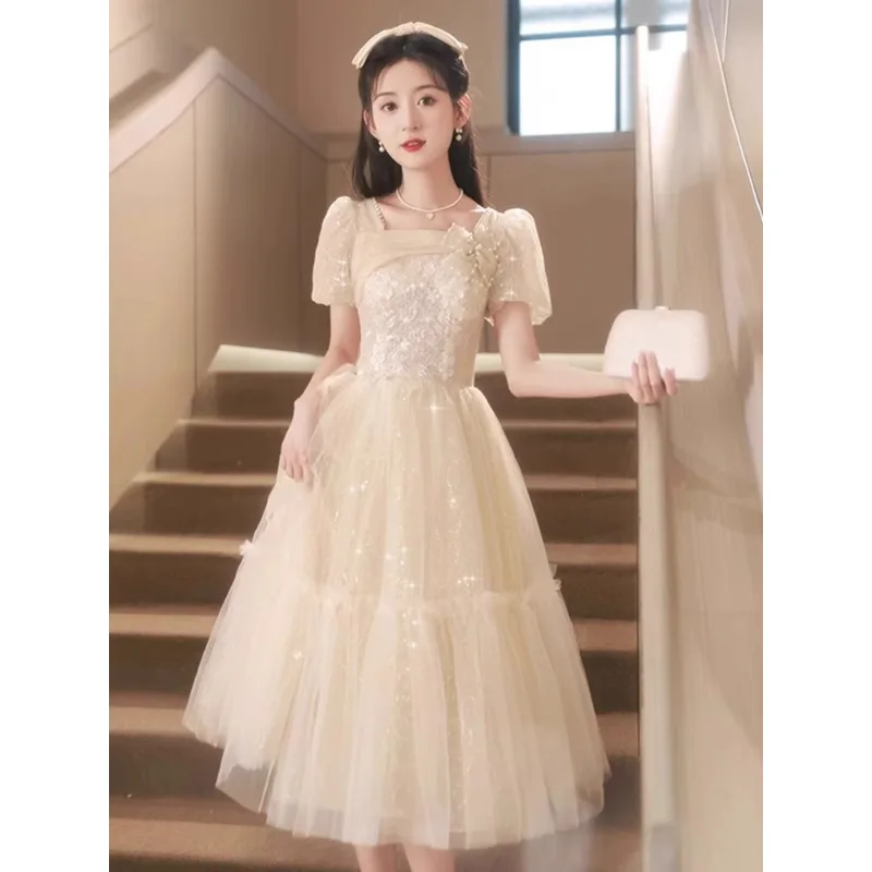 

2024 new banquet temperament birthday host adult senior sense dress