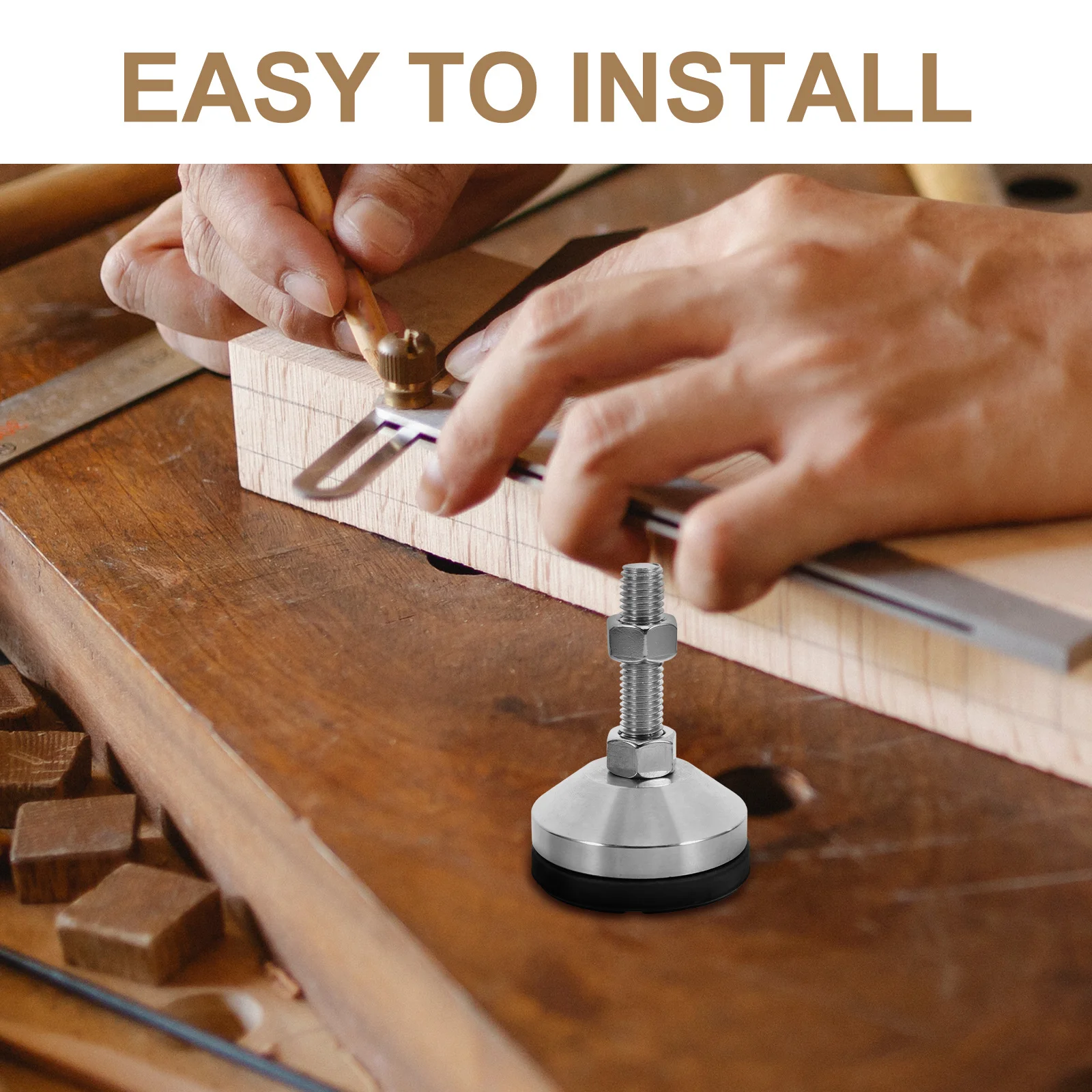 2 قطعة الثقيلة قابل للتعديل الفولاذ المقاوم للصدأ أقدام التسوية أرجل قطع الأثاث المضادة للانزلاق التسوية للآلات أقدام التسوية الثقيلة #5