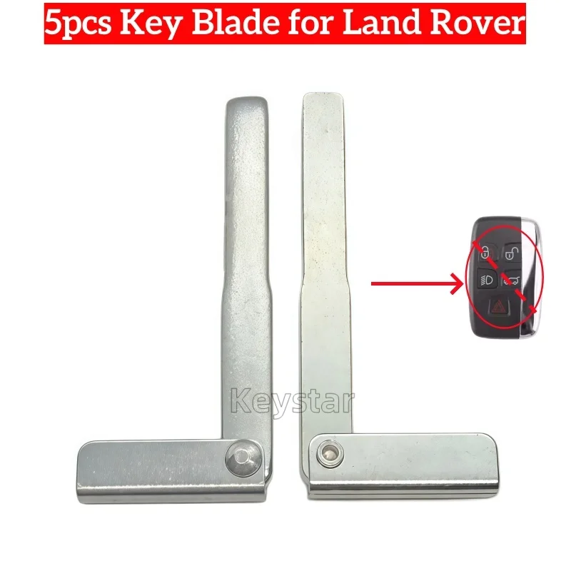 

keystar 5pcs HU101 Car Smart Key Blank Keyless Remote Key Blade Spare Emergency Key for Range Rover Sport Velar Jaguar XE XF XJ