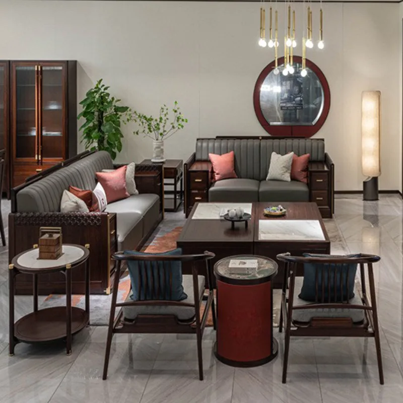 

Customizable new Chinese ebony solid wood sofa combination household living room size apartment carved storage
