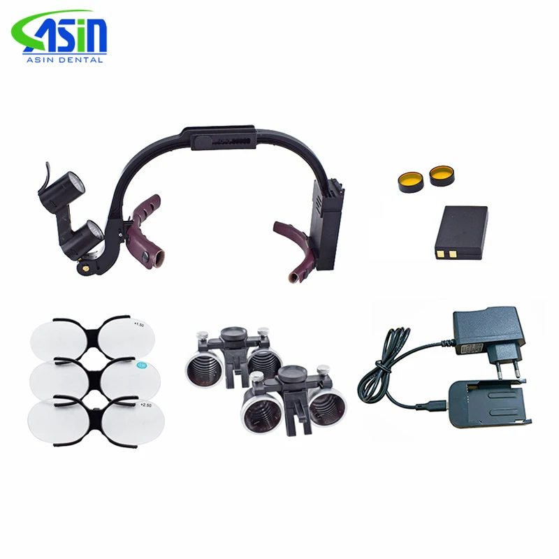 Dental LED Headlight Binocular Loupes Deasin 2.5X/3.5X Headband Ajustable 5W Dentist Surgical Headlamp Dentistry Magnifier