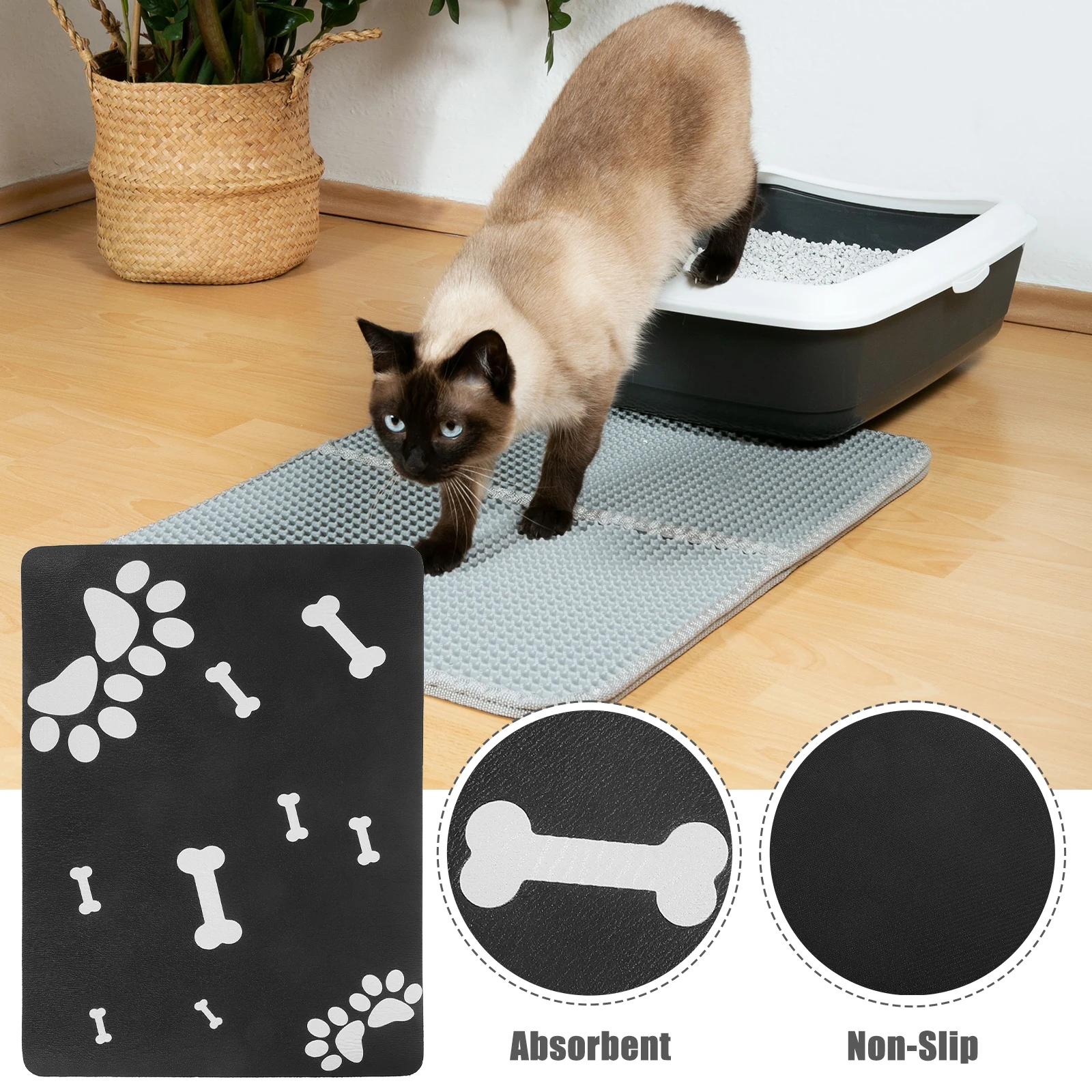 

Non-Slip Pet Feeding Absorbent Water Reusable Lightweight Easy Clean Floor Protector Durable Large Small Cat Bowl Mats For Food