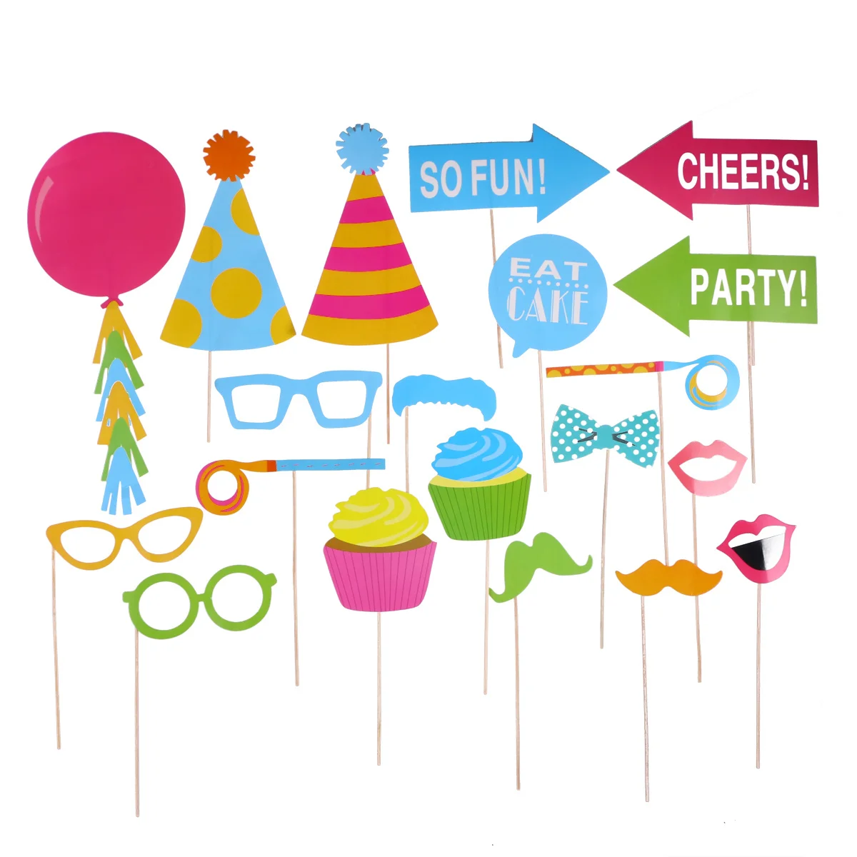 

20pcs Birthday Photo Props Kit Funny Paper Mask DIY Selfie Props Accessories Party Balloon Party Favors Decoration Supplies