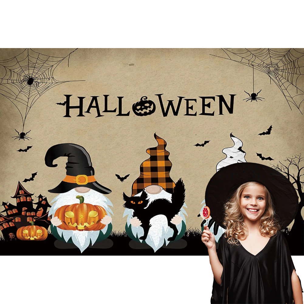 Halloween Theme Backdrop Decor Pumpkin Bat Dwarfs Castle Kid Baby Birthday Party Portrait Photography Background Photo Studio