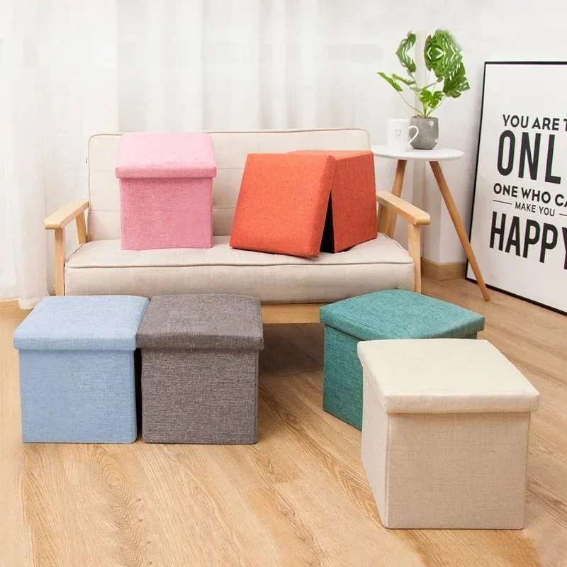 

Storage Box Multi-functional Foldable Furniture Large Capacity Footstool Waterproof Fabric Storage Ottoman Foldable Rest Stool