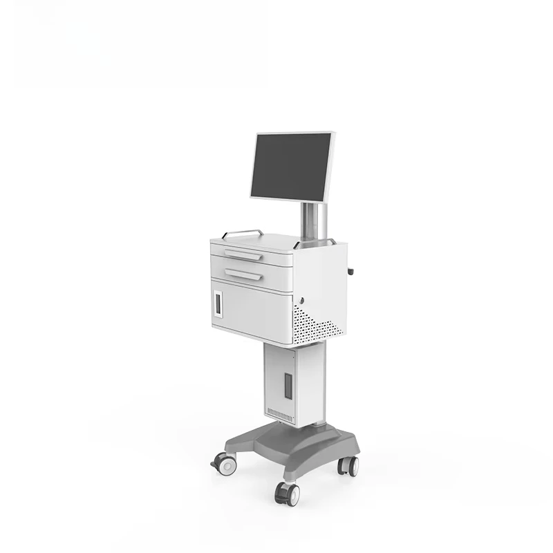 Industrial medical laptop Durable metal mobile hospital workstation on wheels