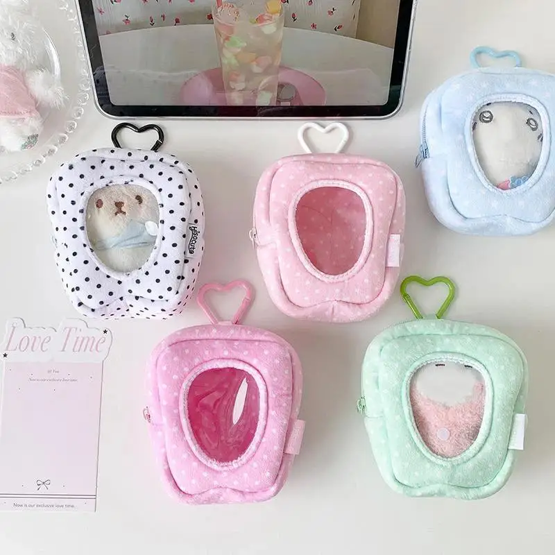 Doll Storage Bag 1Pcs Polka Dot Y2K Korean Fashion Solid Color Cute Pouch for Girls Stationery Organizer