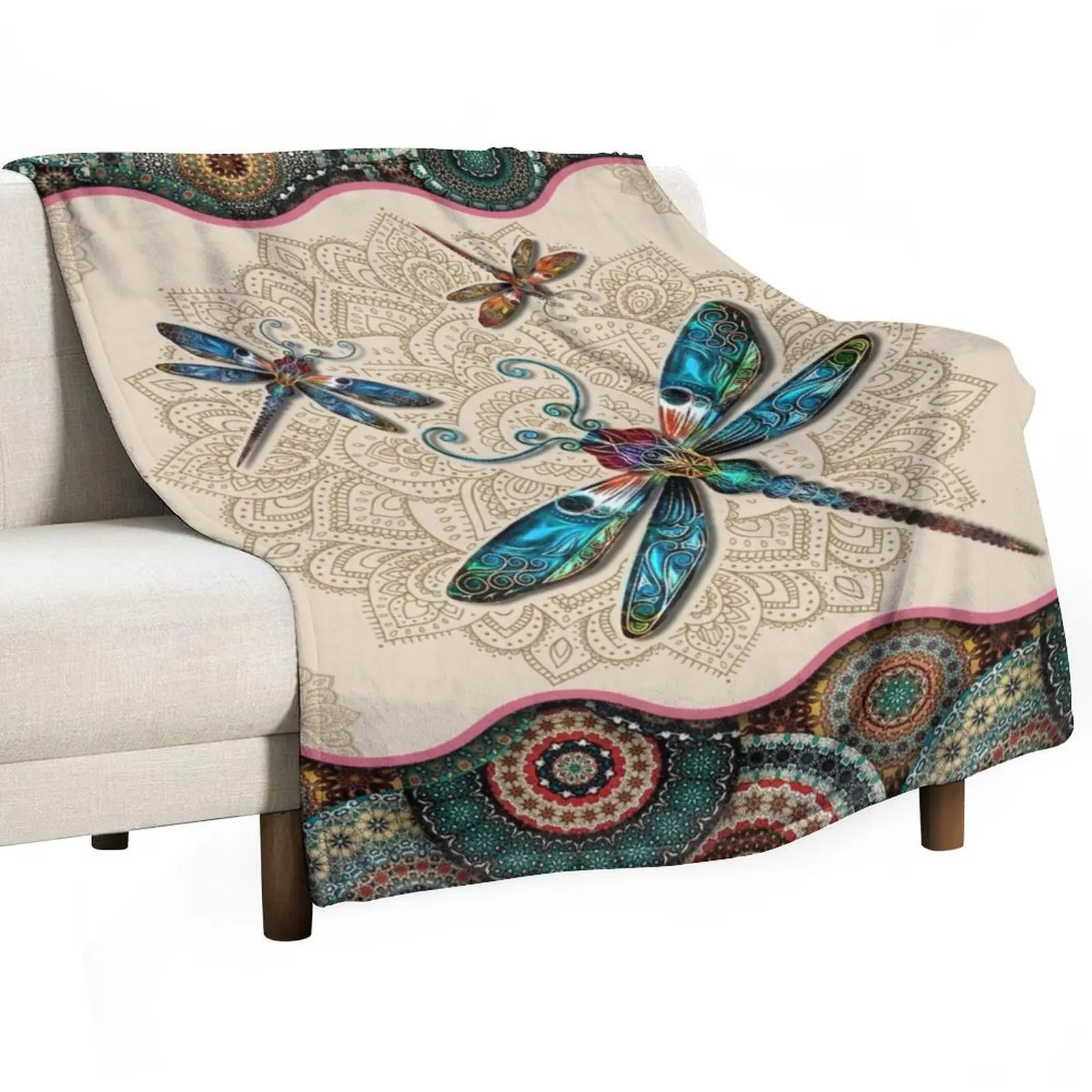 Dragonfly Vintage Mandala Throw Blanket Blankets For Sofas For Sofa Thin Travel Bed Fashionable Bed linens Comforter Blankets