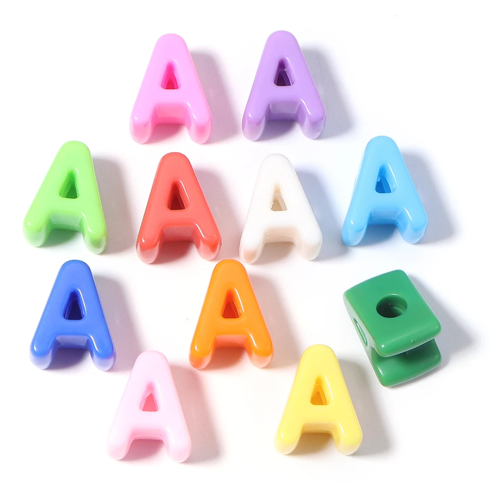 10 Stück Acrylperlen mit großem Loch, 26 englische Alphabet-Buchstabenperlen für Früherziehung, für DIY-Schmuck, Schlüsselanhänger, Lanyard-Zubehör – Detail 8