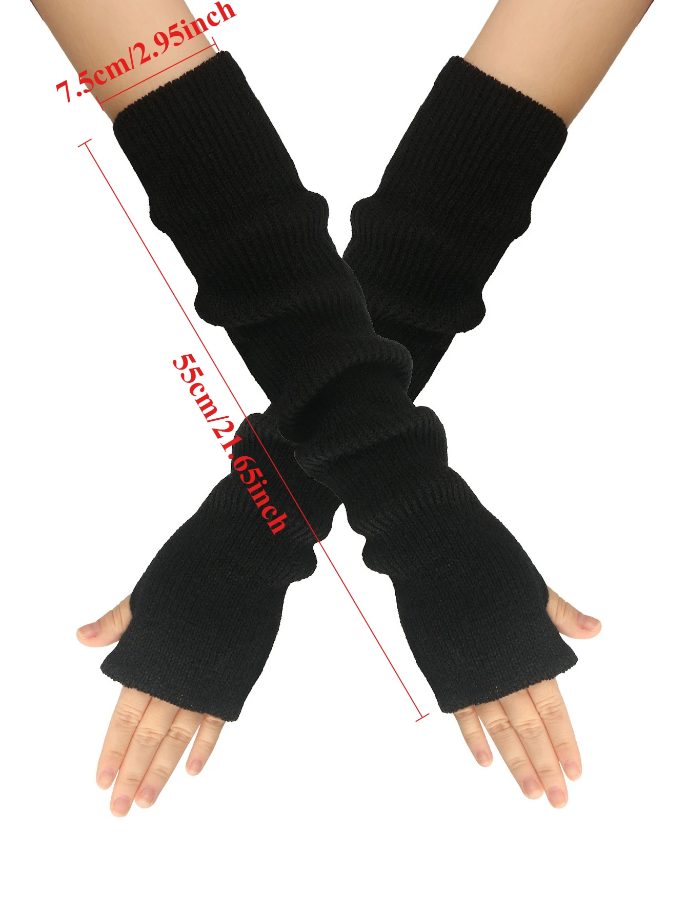 Guantes sin dedos para mujer, calentadores de brazo de manga larga tejidos para invierno, cálidos, Color sólido, moda extendida, accesorios para brazos