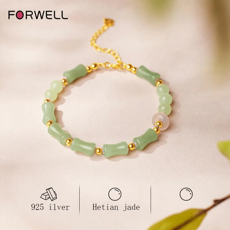 Natural Hetian Jade Bamboo joint Design  Bracelet Popular Elegant Fashion Jewelry Sexy Young Girls Best Selling Holiday Gifts