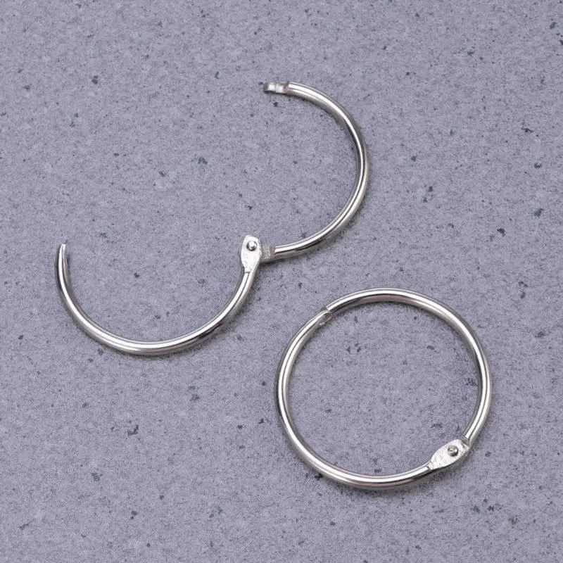 10Pcs Premium Metal Loose Leaf Binder Rings 4.5cm Silver Book Rings for Loose Leaf Paper Memo Filing Sample Storage Keychain