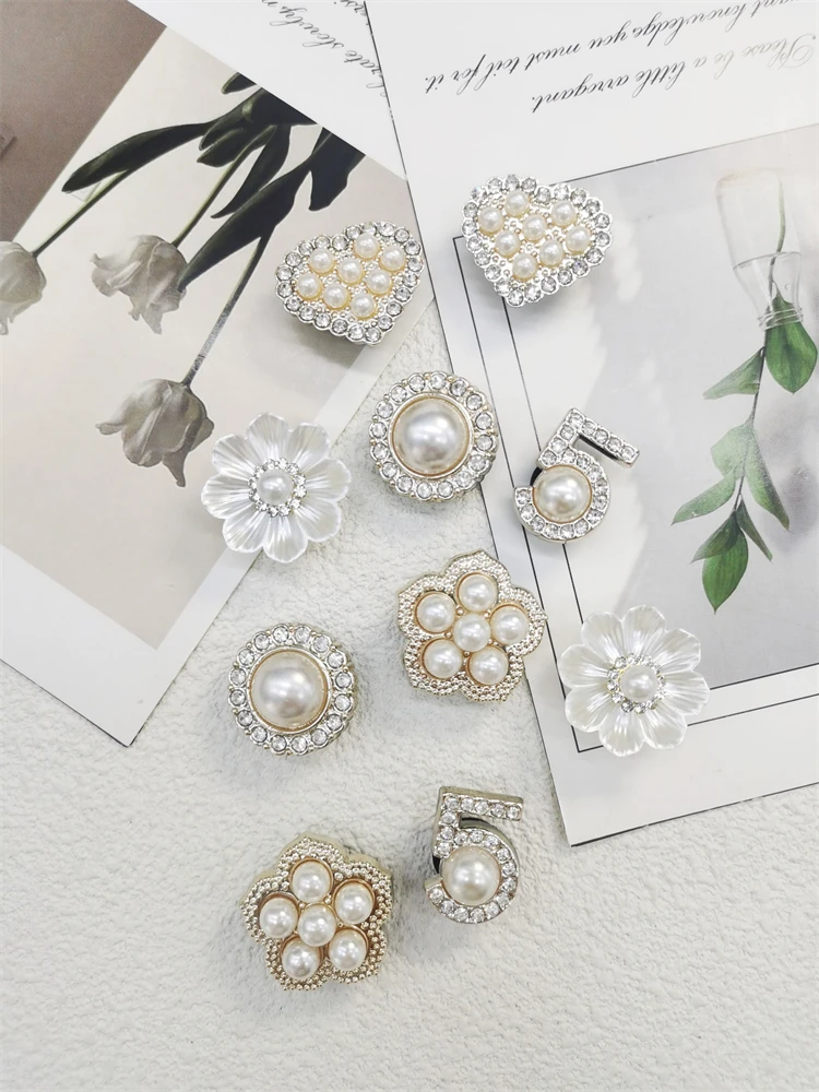 10PCS Schuh Charms ABS Zubehör Dekorationen Clog Neue Luxus Strass Perle Perlen Diy Schnalle Schuhe Ornamente Für Party geschenk – Detail 3