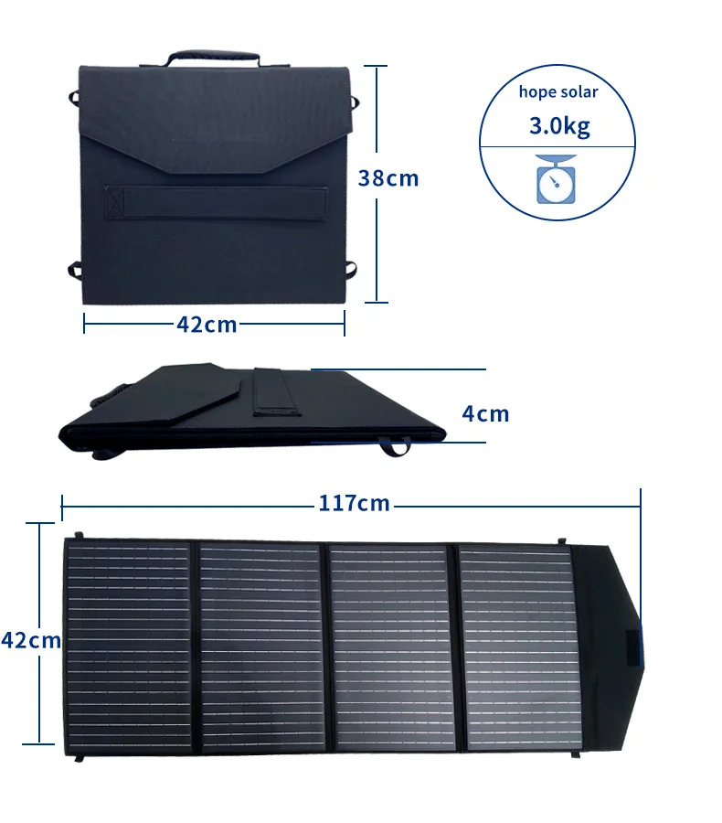 Hope-Bolsa de cargador Solar plegable, Panel de 30w, plegable con Dc18v y conector Usb