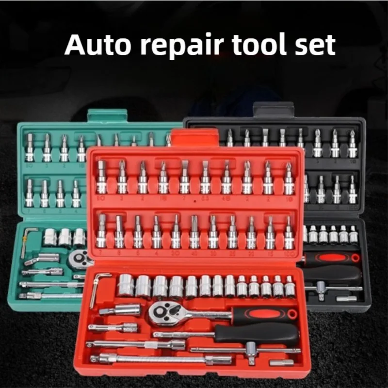 

Hot-selling auto repair combination box, multi-functional maintenance toolboxauto repair socket wrench tool 46 set,