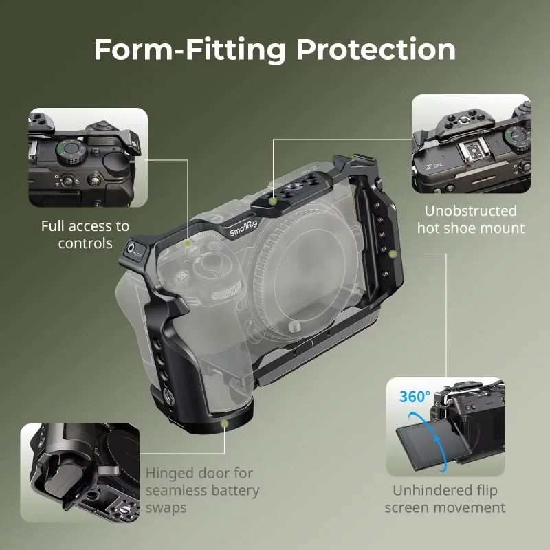 SmallRig Camera Cage for Nikon Z5IIC Aluminum NATO Rail Arca-Swiss Quick Release Cold Shoe QD Socket Video Rig Accessories 6409