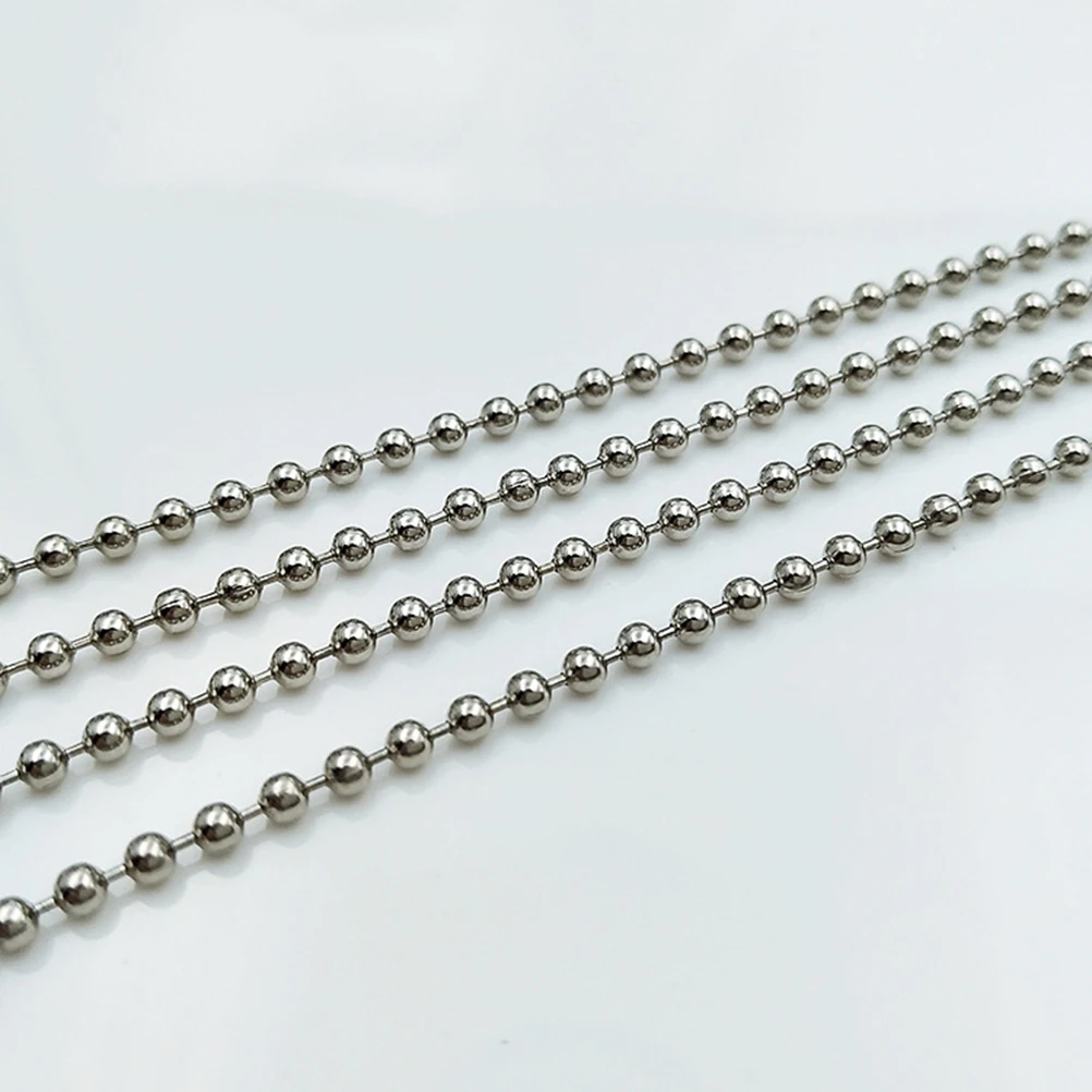 

100pcs Stainless Steel Ball Chain 2.4X150Mm Adjustable For Diy Keychain Dog Tag Pendant Necklace Jewelry Making Metal Bead