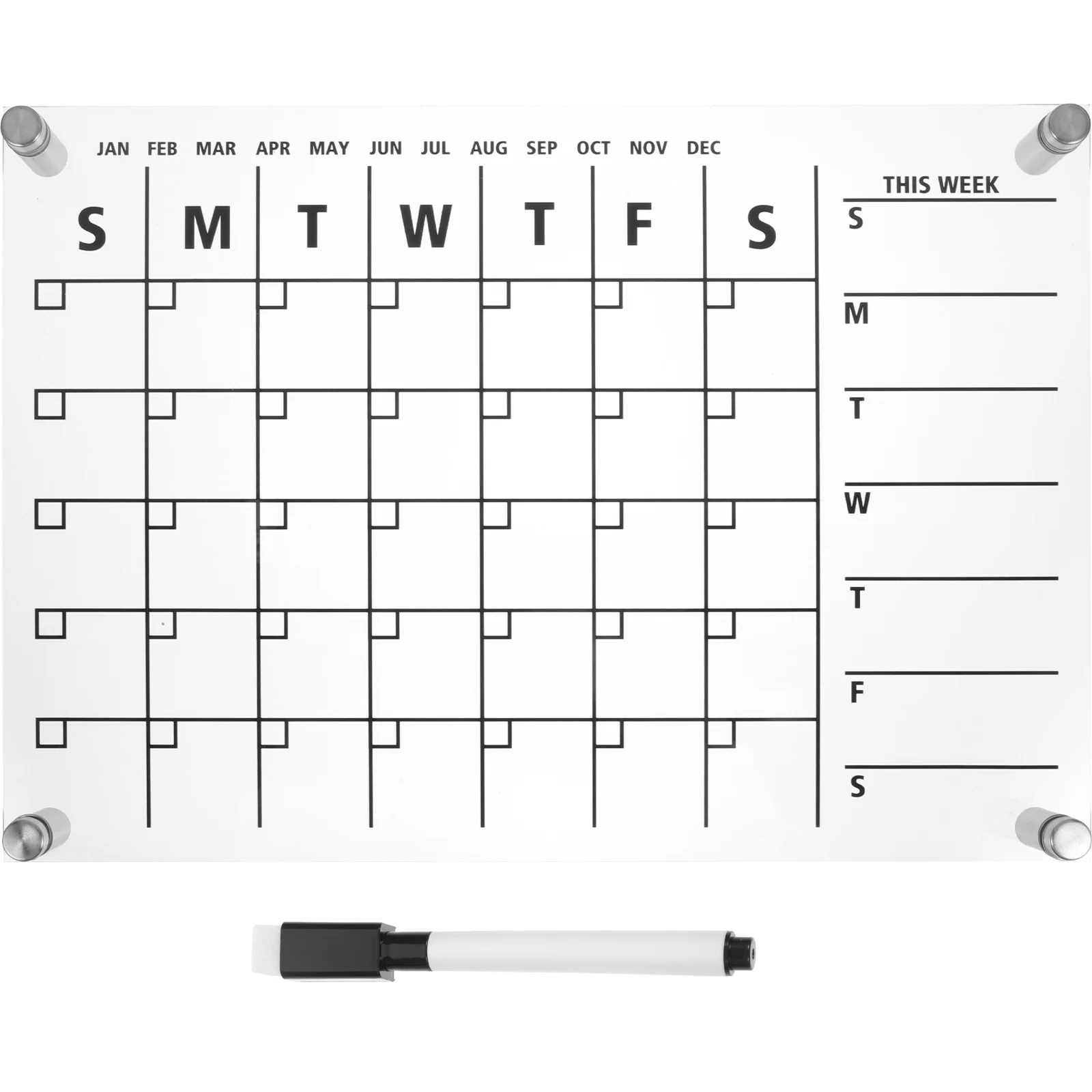 

Acrylic Magnetic Dry Erase Board 1Set Clear Fridge Whiteboard for Home Kitchen Office Weekly Planning Acrylic Dry Erase Board