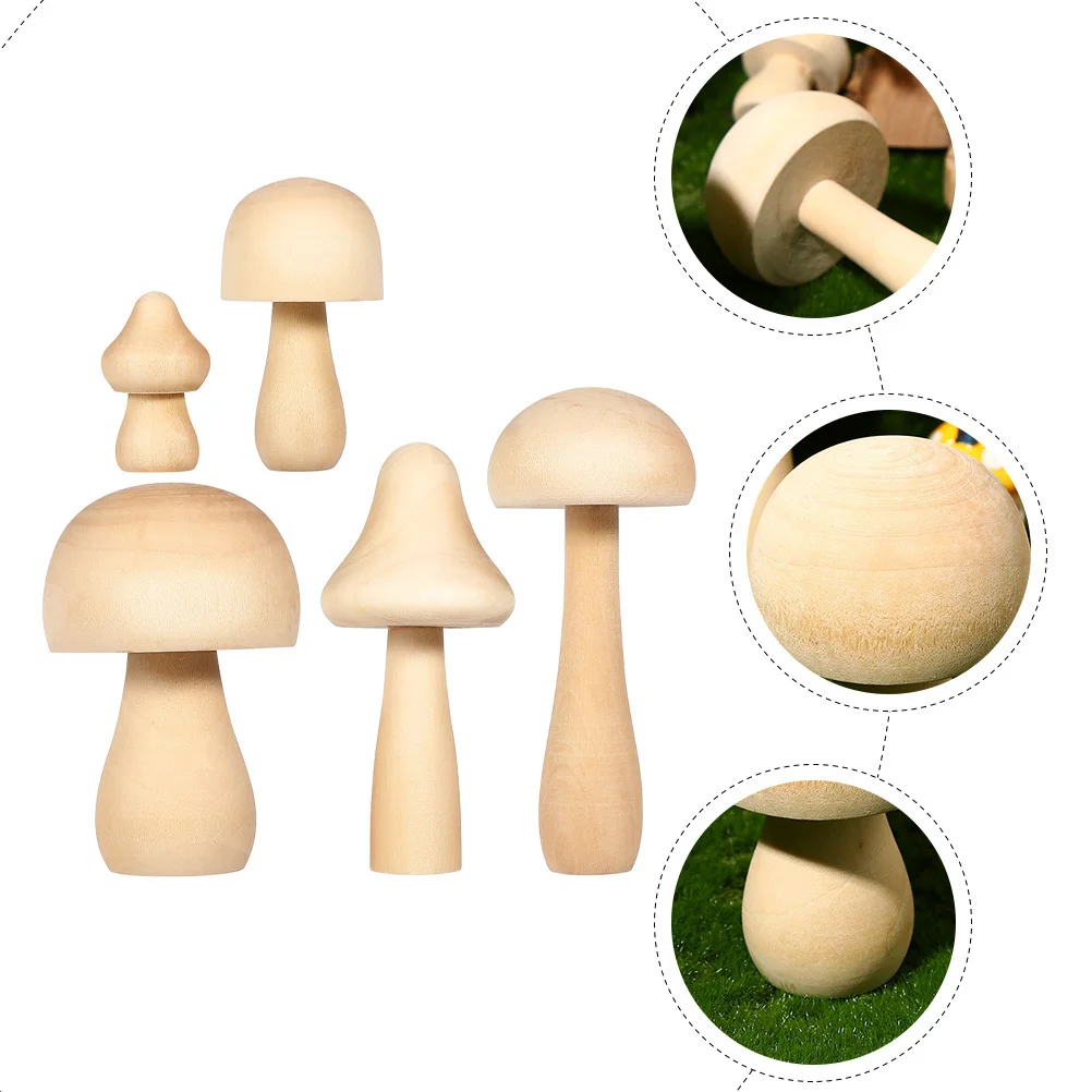 12 قطعة الحرف الخشبية الفطر لم تنته Diy بها بنفسك الاطفال اللوحة فطر الخشب الصغير للأطفال الإبداع Diy بها بنفسك الكتابة على الجدران نماذج الخشب #5