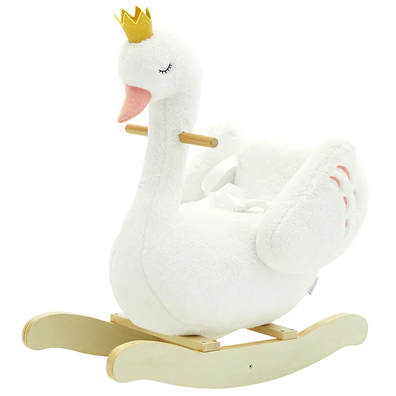 0-3y solid wood rocking horse Swan Prince rocking horse rocking chair baby rocking horse toy birthday gift