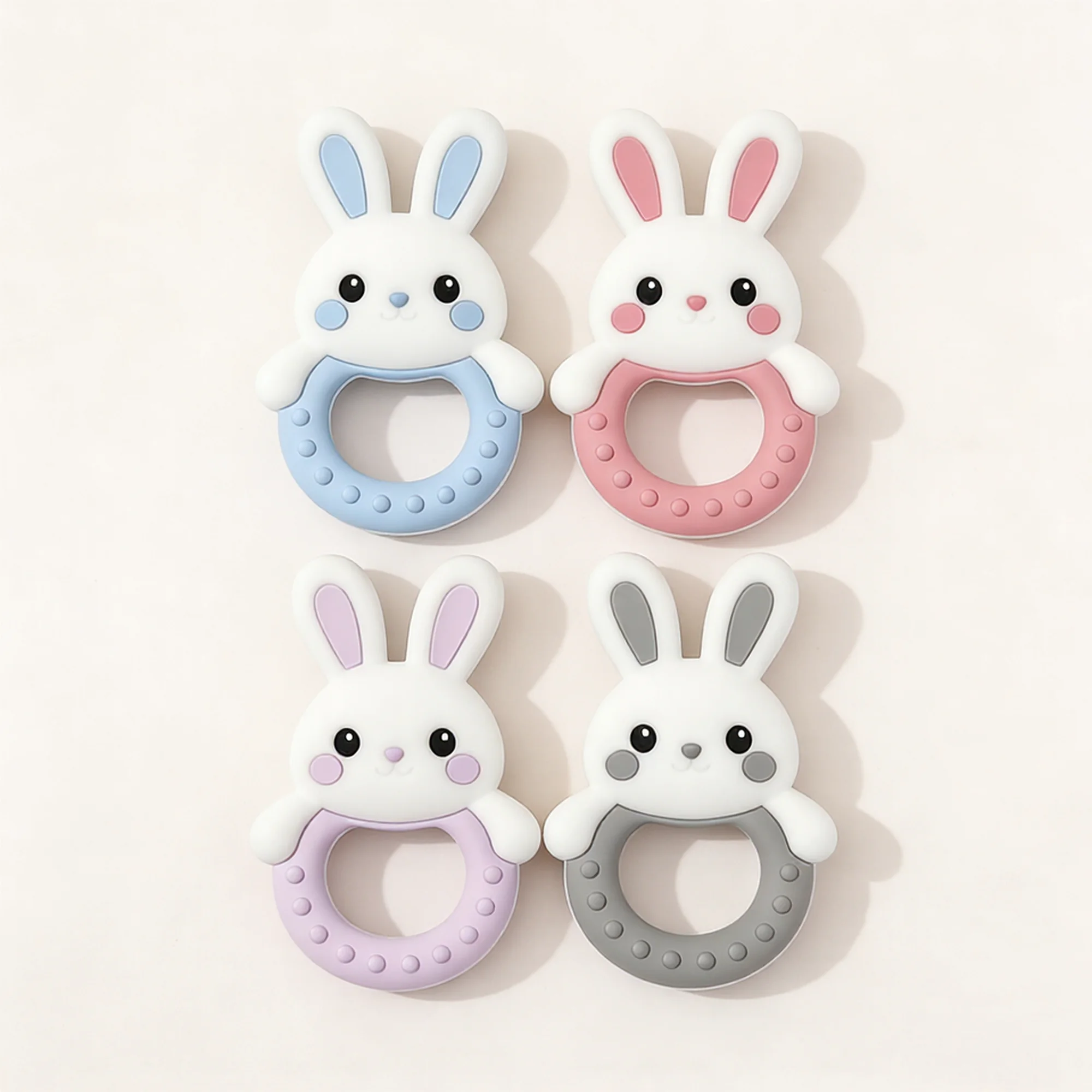 1Pcs Baby Teether Silicone Toy Pacifier Chain Making Cartoon Rabbit Nursing Teething Gifts Molar Chewing Newborn Accessories Toy view 3
