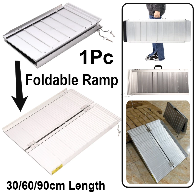 1/2/3 FT Aluminum Portable Wheelchair Ramp Sturdy Non-Slip Folding for Doorways Scooters Steps Stairs