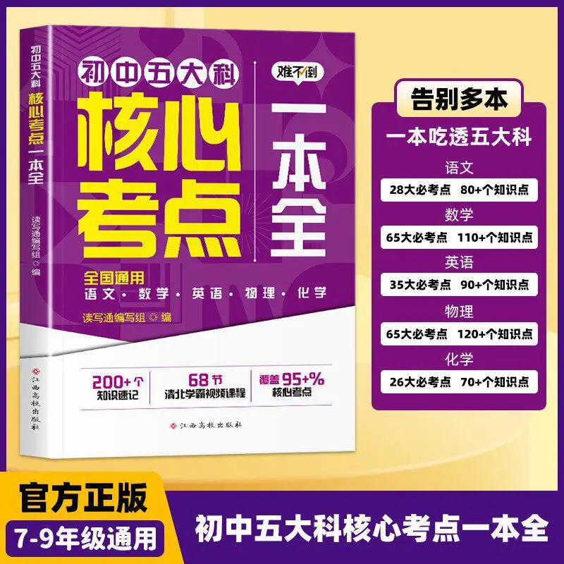Junior High 5 Core Subjects Key Exam Points Notebook: All-in-One Chinese, Math, English, Physics & Chemistry Study Guide