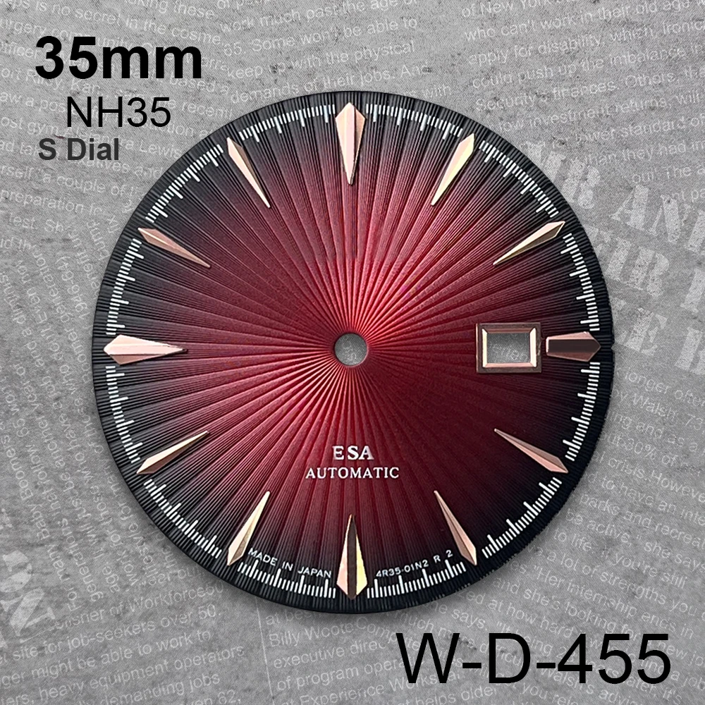 35 مللي متر كوكتيل أحمر S شعار الطلب مناسبة ل NH35 اليابان الحركة التلقائية التدرج ساعة عالية الجودة تعديل الملحقات