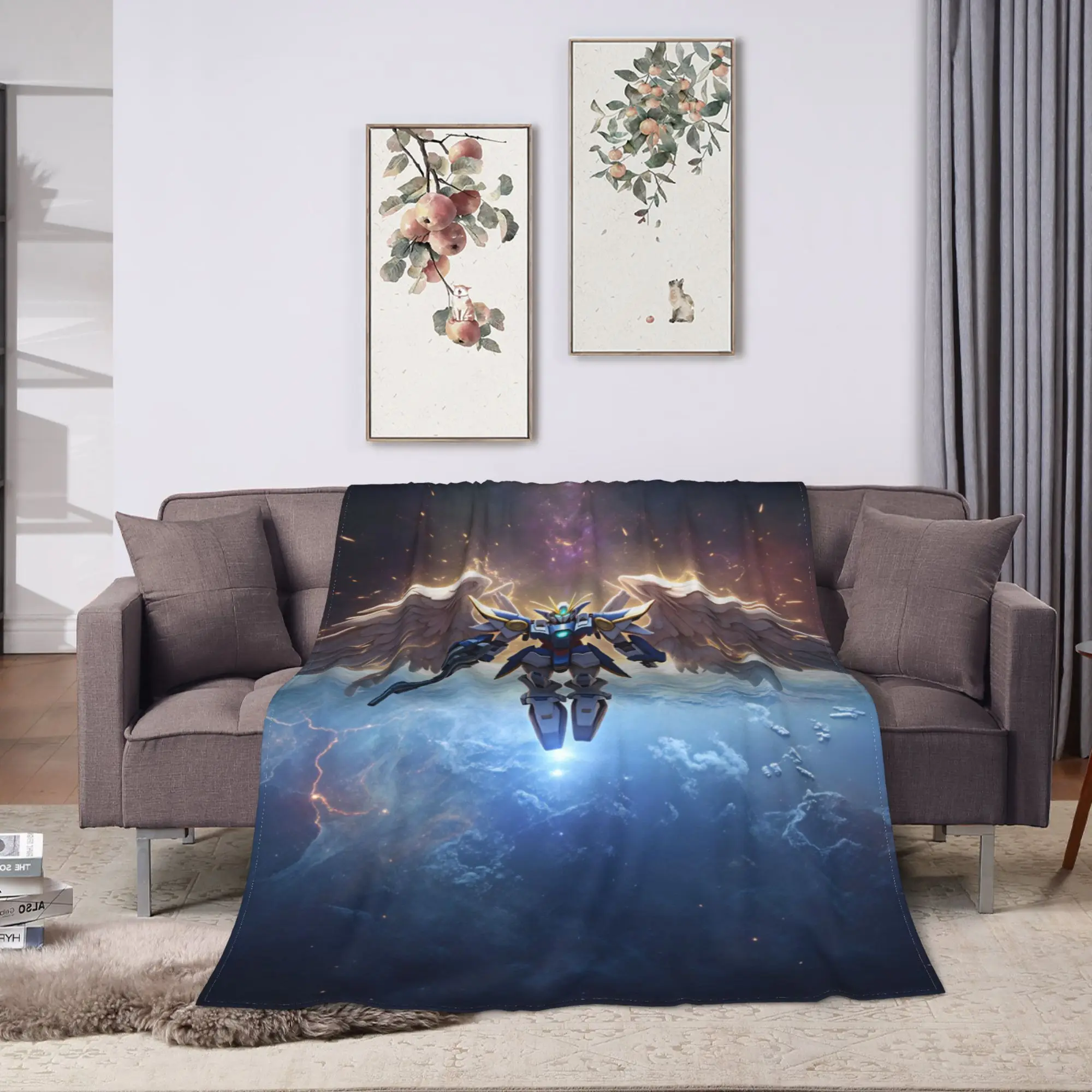 Mobile Suit Gundam Warm Blanket  Travel Plush Throw Blanket Novelty Couch Chair Flannel Bedspread Sofa Bed Cover