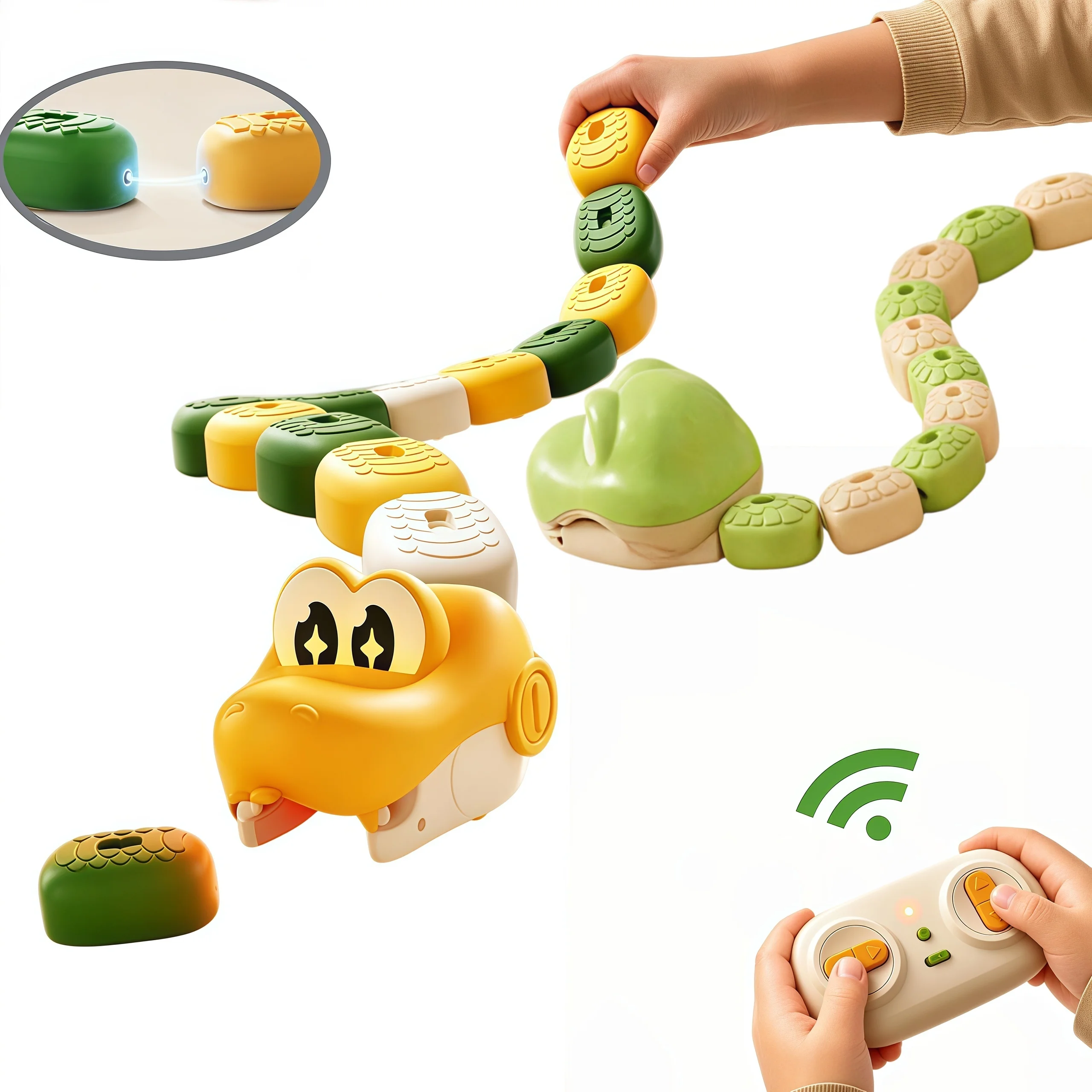 2-Player Battle Magnetic Snake RC Car | Chase Bean Game | Interactive Educational Stress Relief Toy | Kids Birthday Gift
