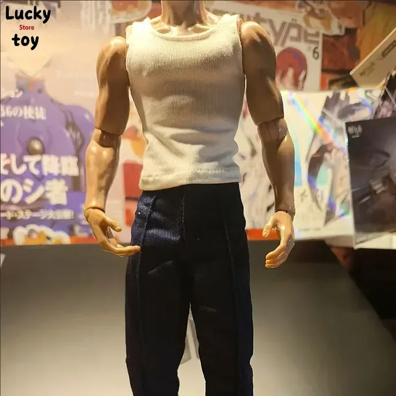 

1/6 Scale Male Soldier Black /White Colors T-shirt Highly Stretch Elasticity Vest Clothes for 12'' Fihures Body Display Toys