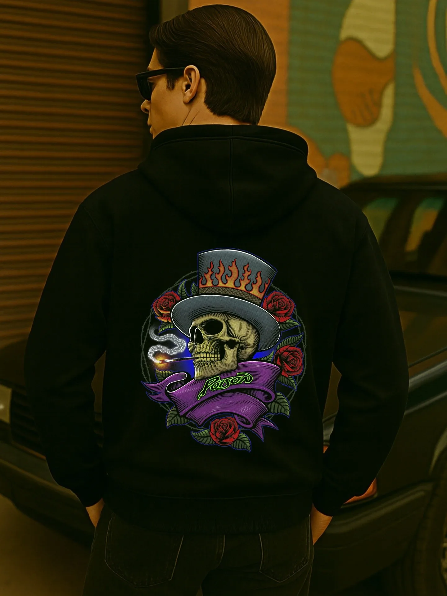 هوديي برسومات جرافيك للرجال، طباعة حروف، نمط ملابس الشارع، مزيج القطن، للشباب، للارتداء اليومي #2