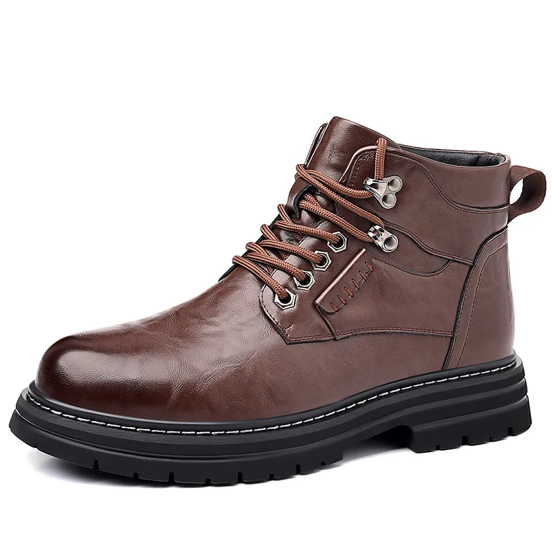 Waterproof Winter Snow Boots Men Ankle Booties Leather High top Shoes Keep Warm boots Winter Shoes Father