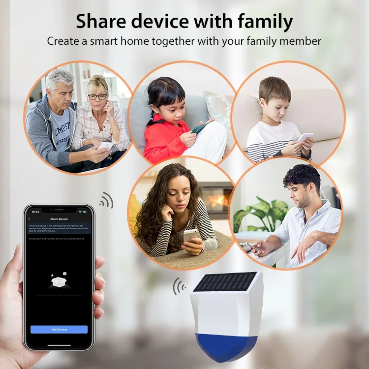 Tuya Smart Zigbee/Wifi Siren Alarm Waterproof Outdoor with Solar/USB Power, 95dB Loud, Remote Control Wireless App Control​​