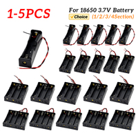 1 2 3 4 Slot 18650 Battery Storage Box Case with Wire Lead 18650 Battery Case Holder Black for 18650 3.7V Battery
