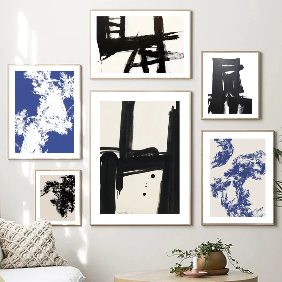 Franz Kline Inspired Abstract Line Curves Wall Art Canvas Painting Nordic Posters And Prints Wall Pictures For Living Room Decor