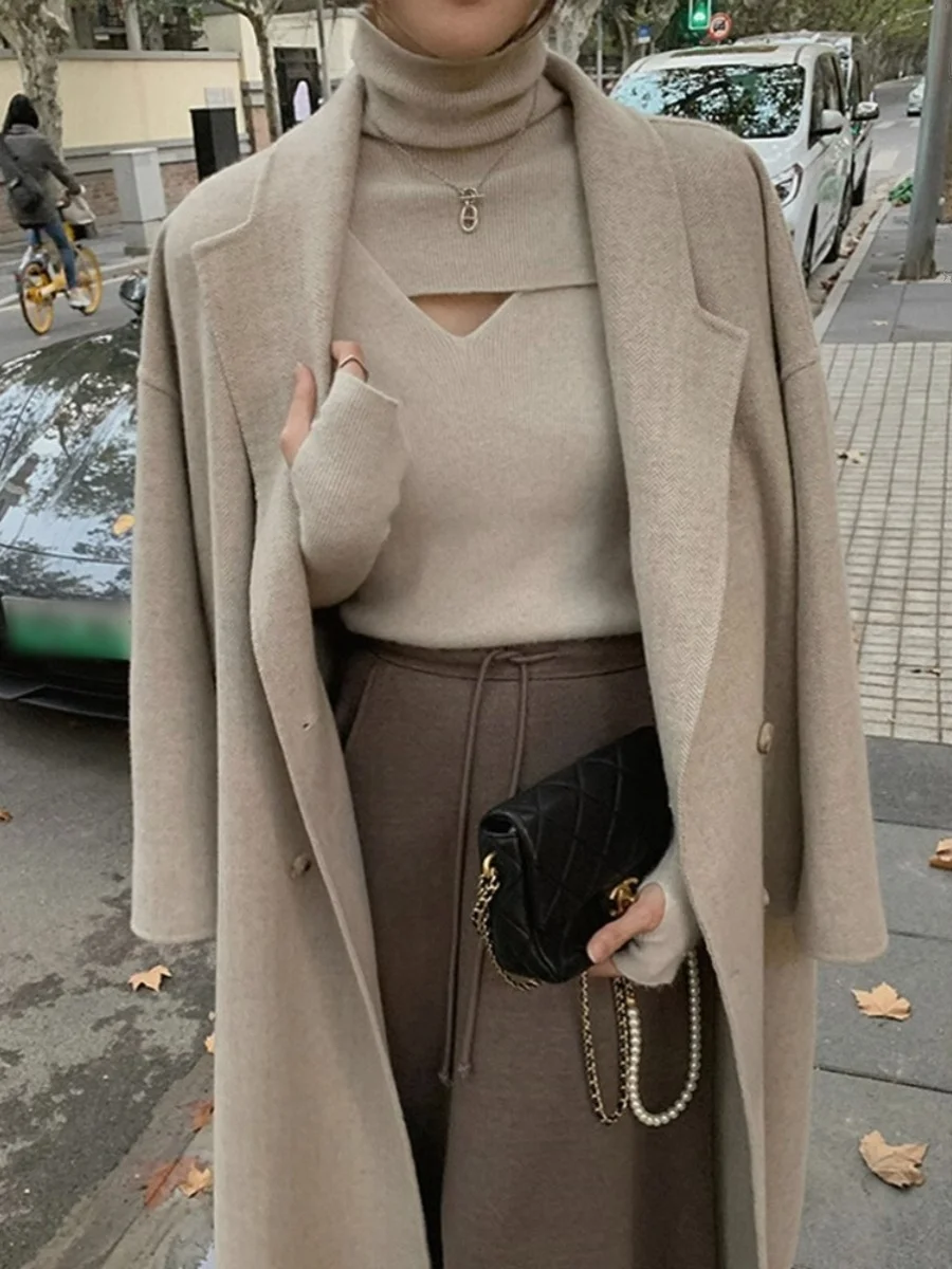 

Women's High Collar Knitted Slim Fit Base Shirt Autumn Winter Inner Wear Fashionable Design Sense Cozy Long Sleeve Sweater