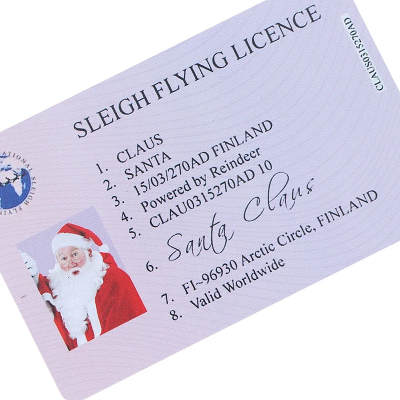 10Pcs Fake Plastic Card Santa Claus Flying Licence Sleigh Licence for Children Creative Christmas Gift Xmas Tree Decor