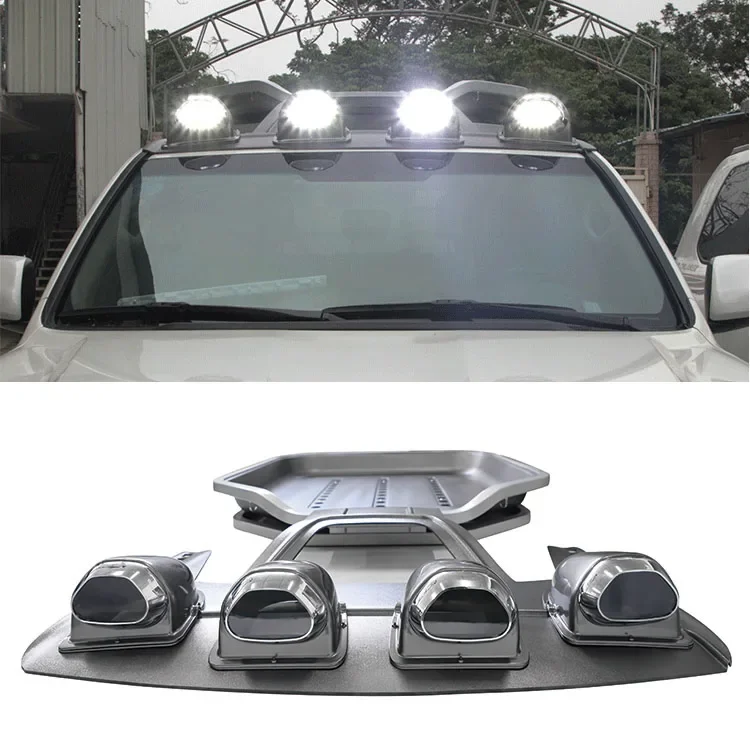 Car Accessories Aviation Aluminum Alloy Cold and Hear Resistant Engineering ABS  Car Roof Luggage Rack Car with Spotlight