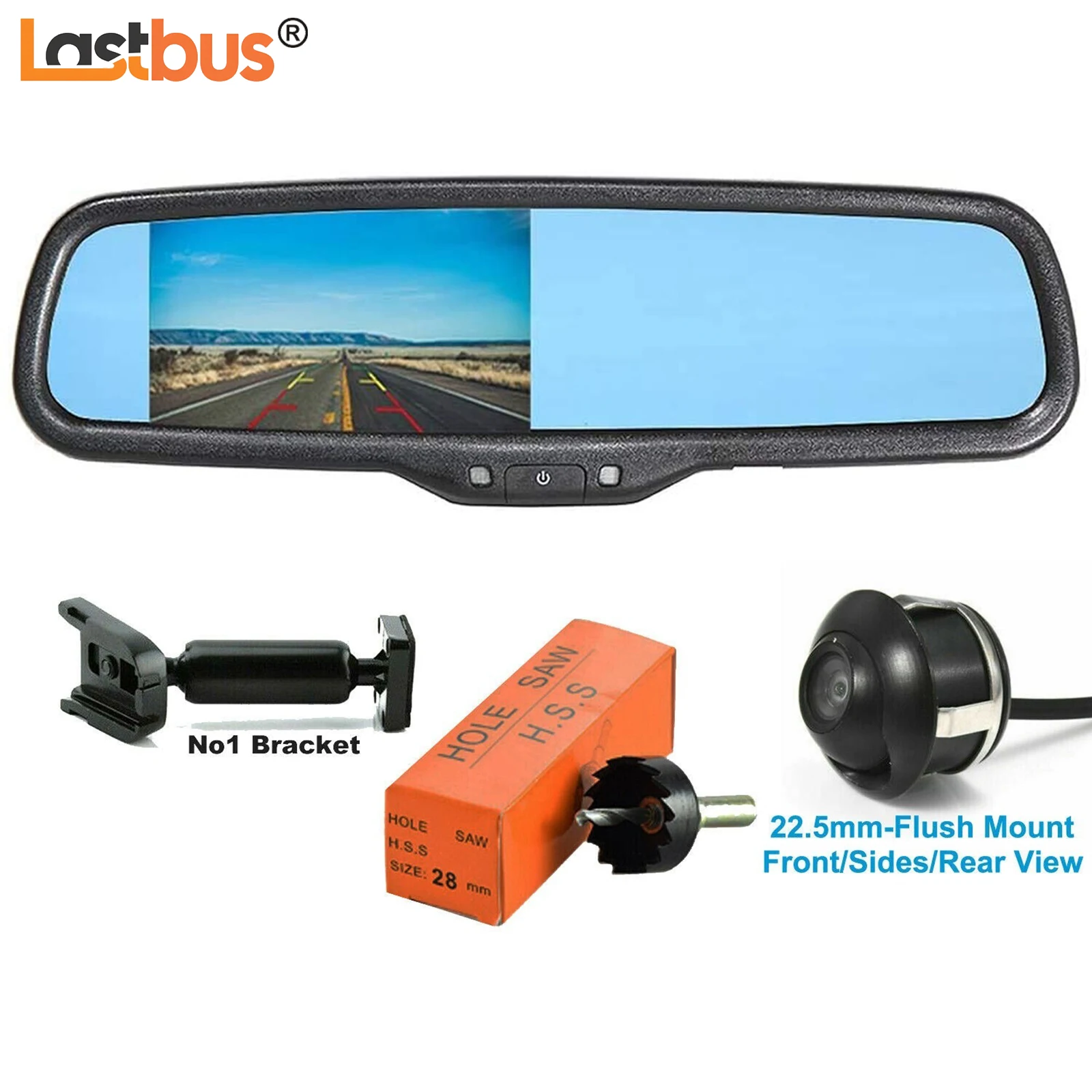 

Lastbus 4.3" Car Auto Dimming Rear View Mirror Monitor No1 Bracket+Reverse Camera For Toyota