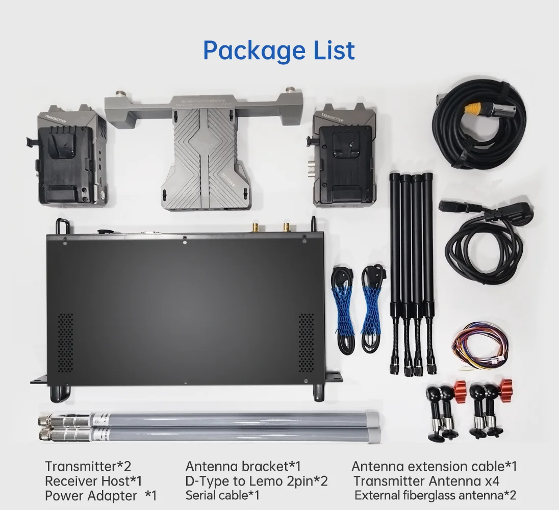 2km 2 canali HDM I SDI 1080P 60Hz 2 trasmettitori 1 ricevitore sistema di trasmissione Video Wireless