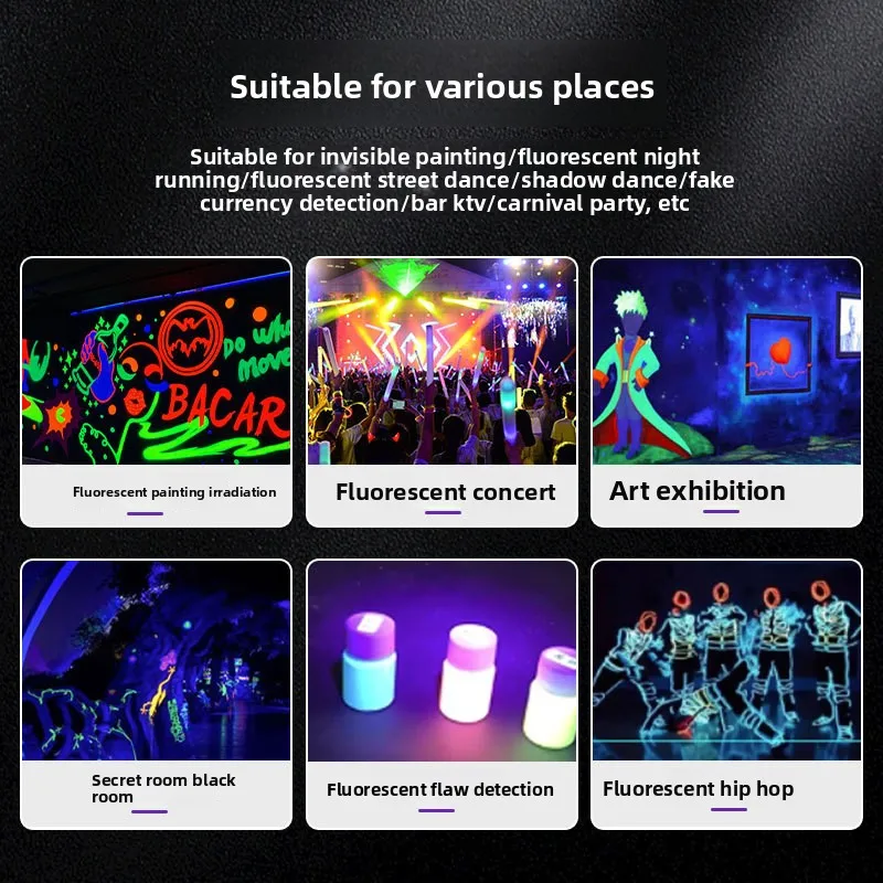 

Флуоресцентная краска LED Blacklight с ультрафиолетовым светом, УФ-лампа для сцены, для дома с привидениями, для граффити, флуоресцентный материал, УФ-агент