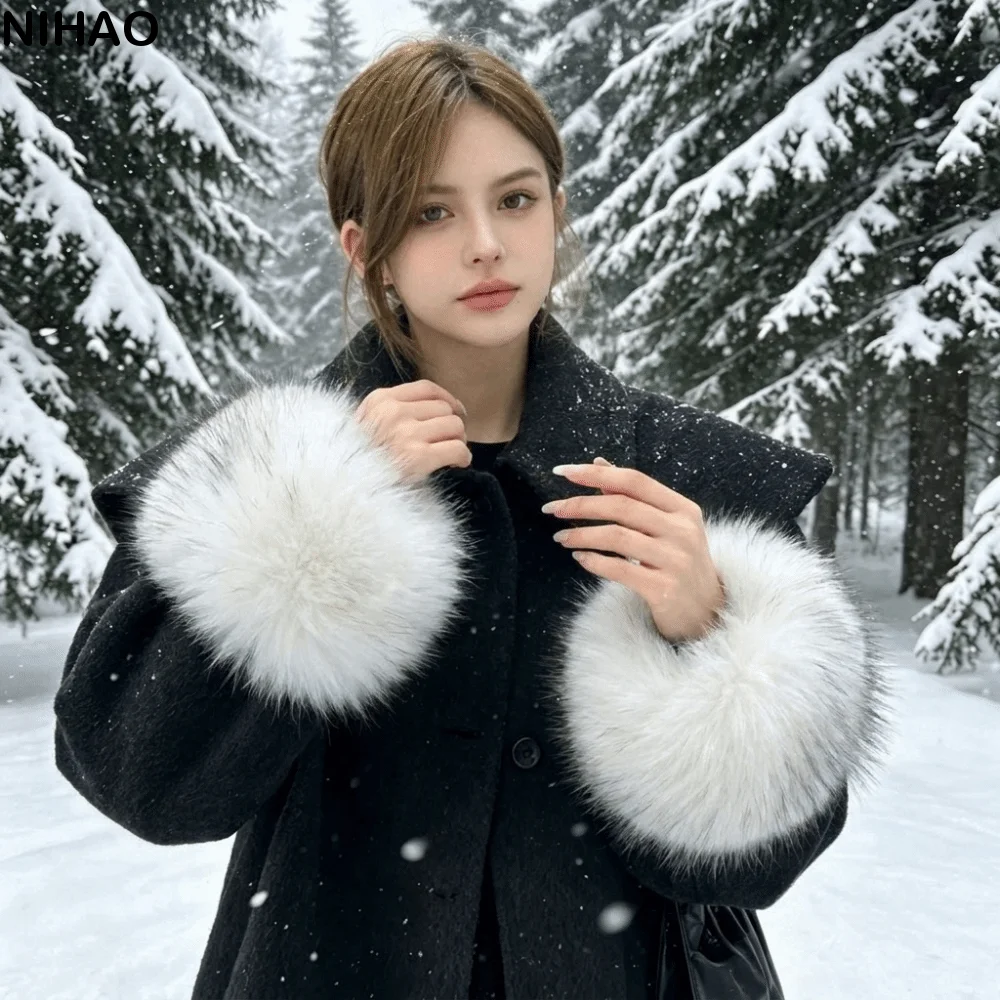 Comfortable Solid Color Faux Fur Wrist Cuffs Soft Keep Warm Sleeve Cuffs Wristbands Wrist Cuff Arm Warmer Sleeves Work
