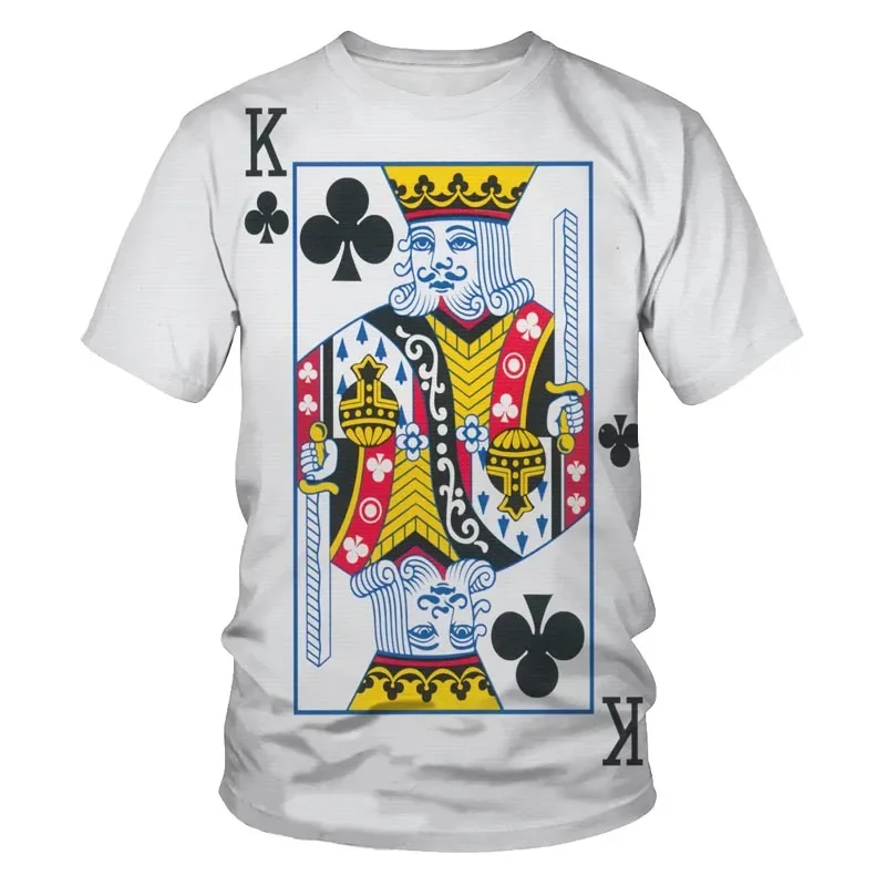 New Playing Cards 3d Printing Men's And Women's Fashion T-shirt Poker Pattern Loose Comfortable