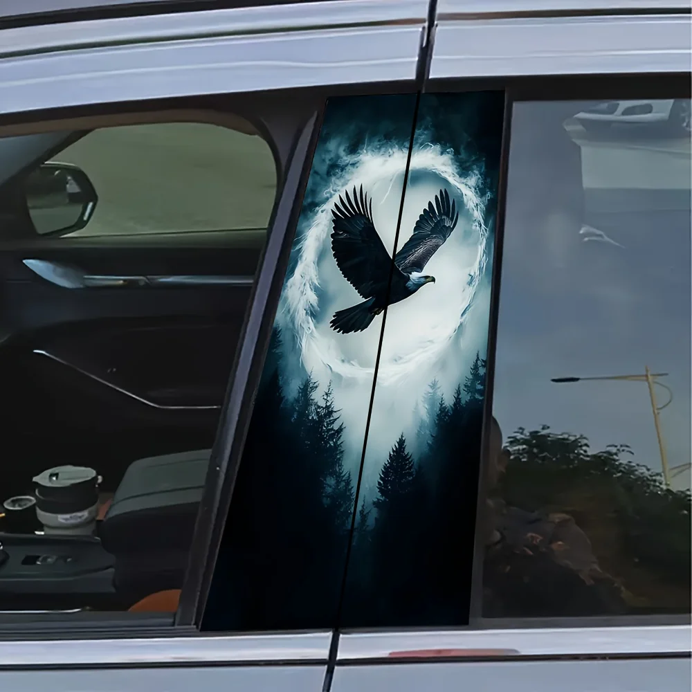 ملصق سيارة مكون من قطعتين على شكل حرف B بتصميم نسر الغابة للحيوانات والغابات موضوع فيلم خيالي مناسب لجميع خارجيات المركبات